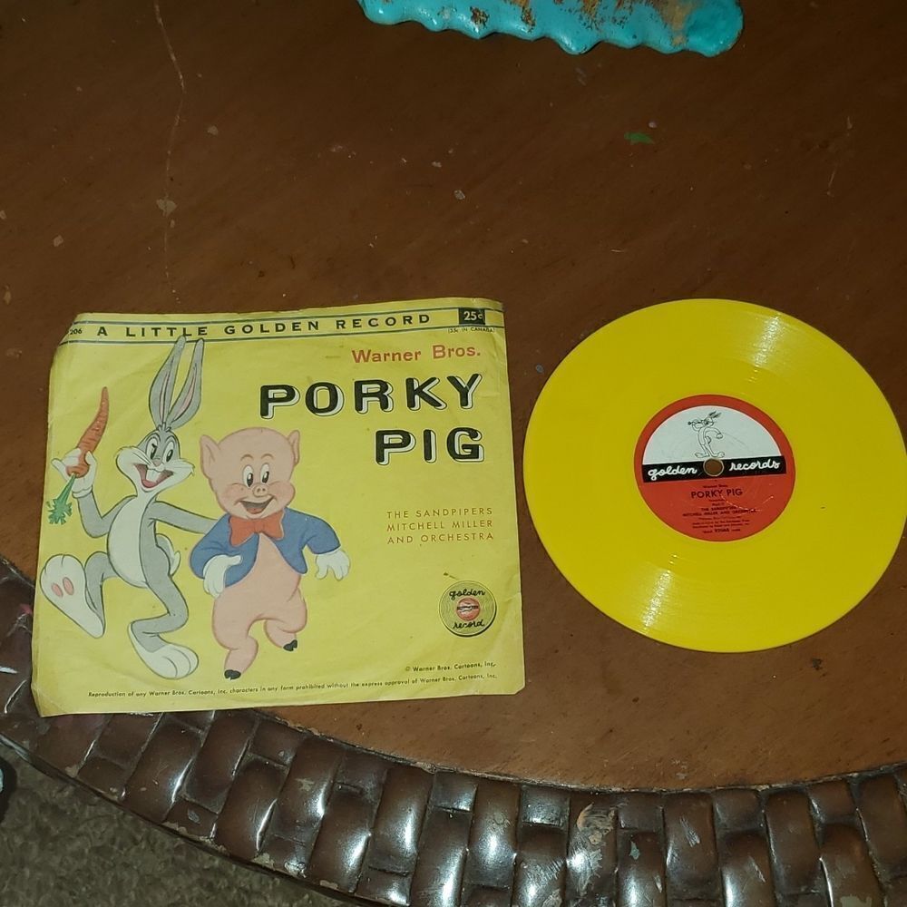 Vintage Warner Bros. Porky Pig A Little Golden Record Vinyl Yellow